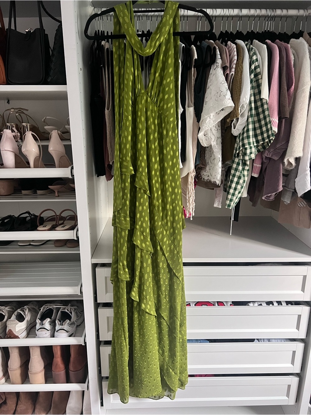 Green scarf Maxi Dress - Lady Pipa